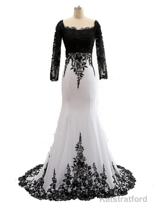 Fashion Long Sleeve Lace Chiffon Trumpet / Mermaid Mother of the Bride Dress