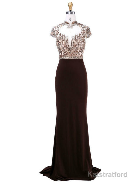 Fashion Mother of The Bride Dresses New Arrival with High-Neck Crystal Beading