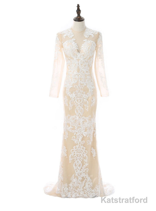 Formal Celebrity Dresses Mermaid Deep V-neck Long Sleeves Slit Sexy Long Evening Dresses