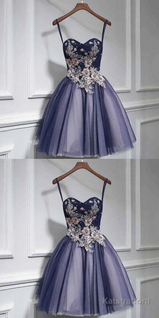 Cute tulle lace sweetheart neck short Prom Dresses