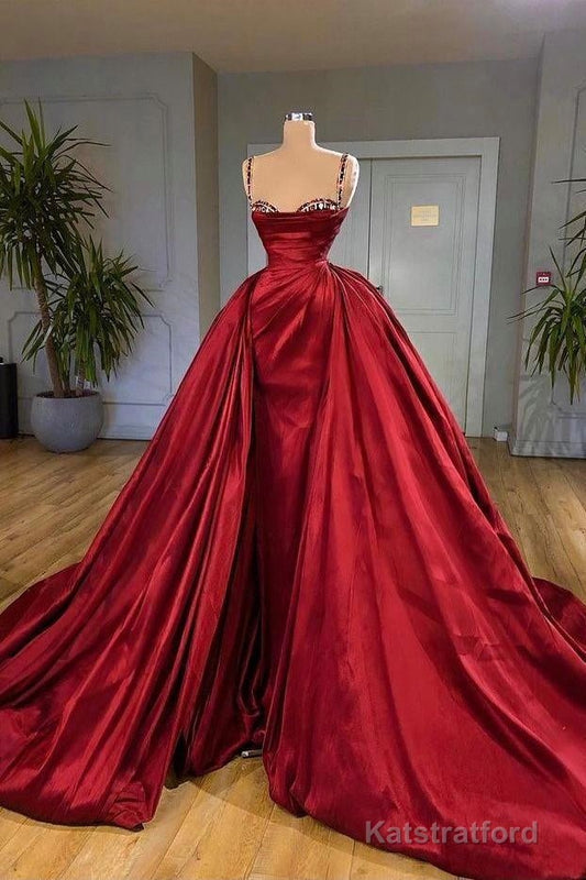 Gorgeous Spaghetti Strap Sleeveless Prom Dress With Train