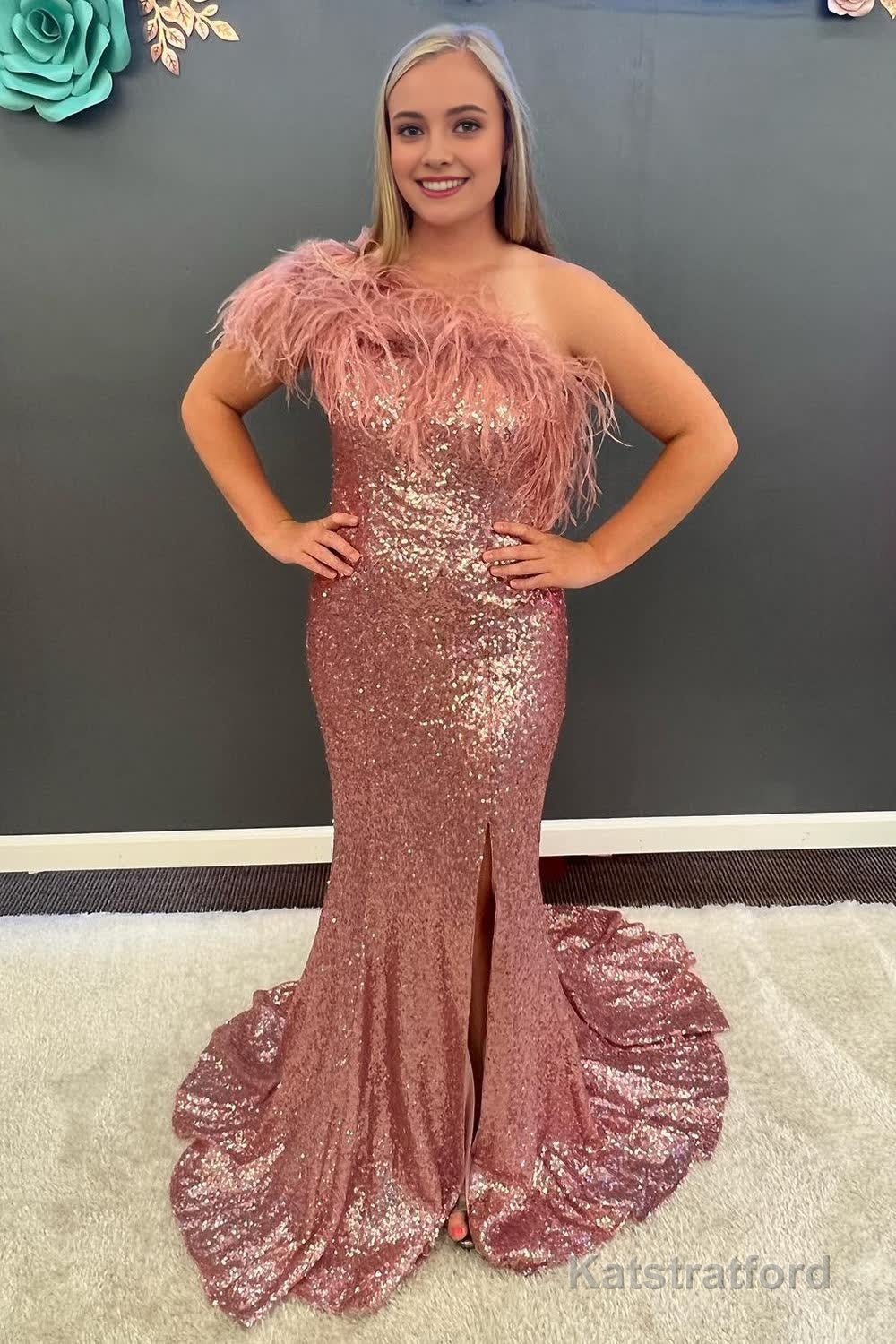 Light Blue Sparkly Sequins Off the Shoulder Long Prom Dress with Feathers