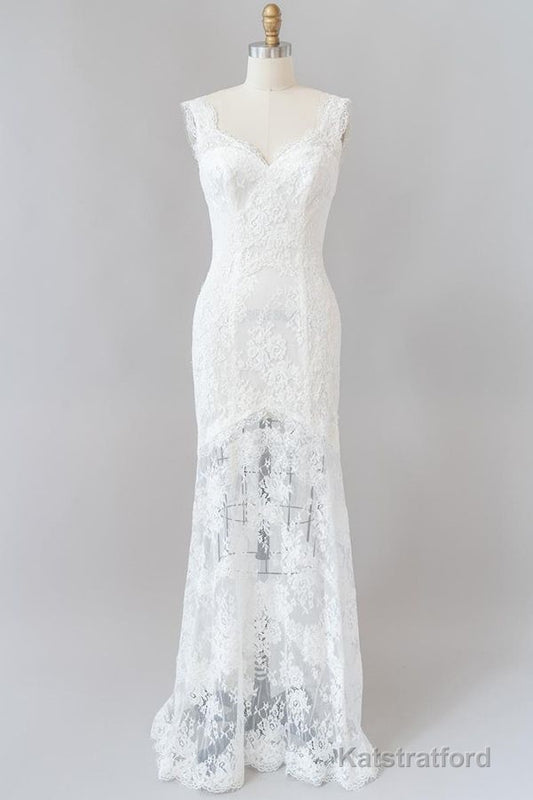 Long Mermaid Sweetheart Lace Backless Wedding Dress