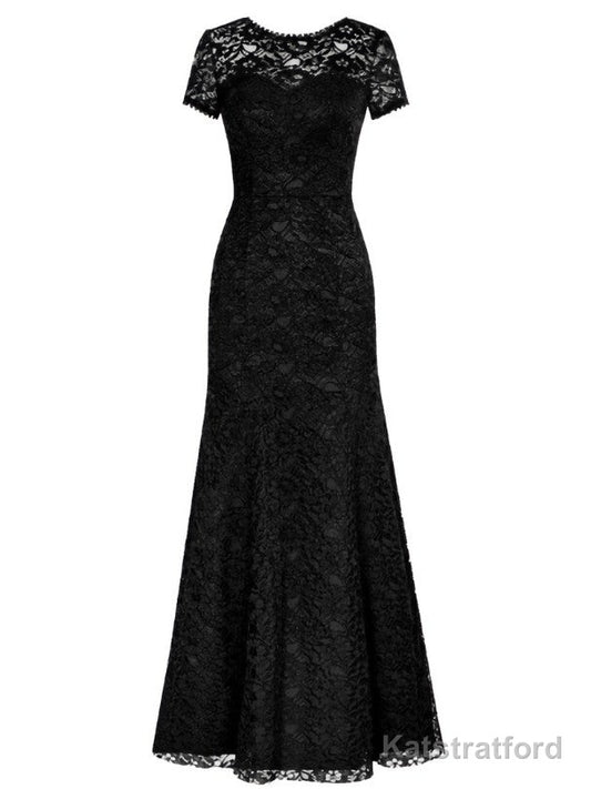 Noble Scoop Neck Short Sleeves Lace Mermaid Mother Of The Bride Dress