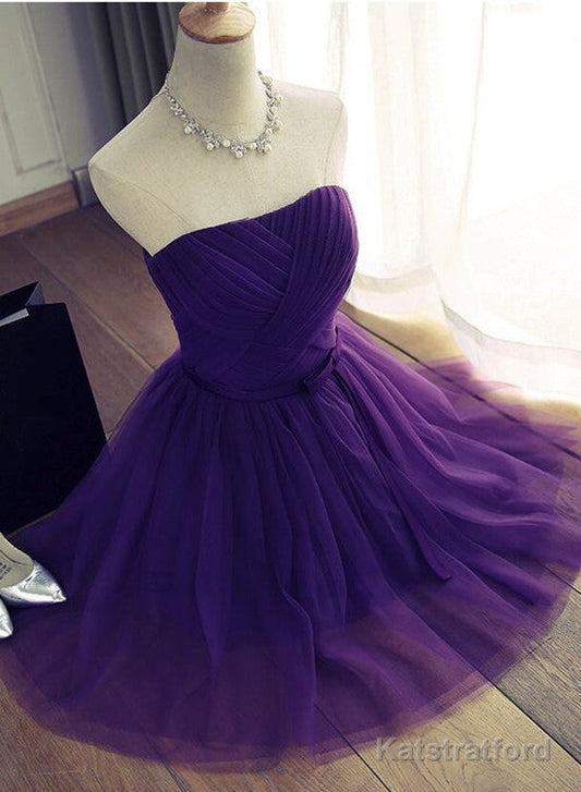 Lovely Dark Purple Tulle 2025 Short Homecoming Dresses