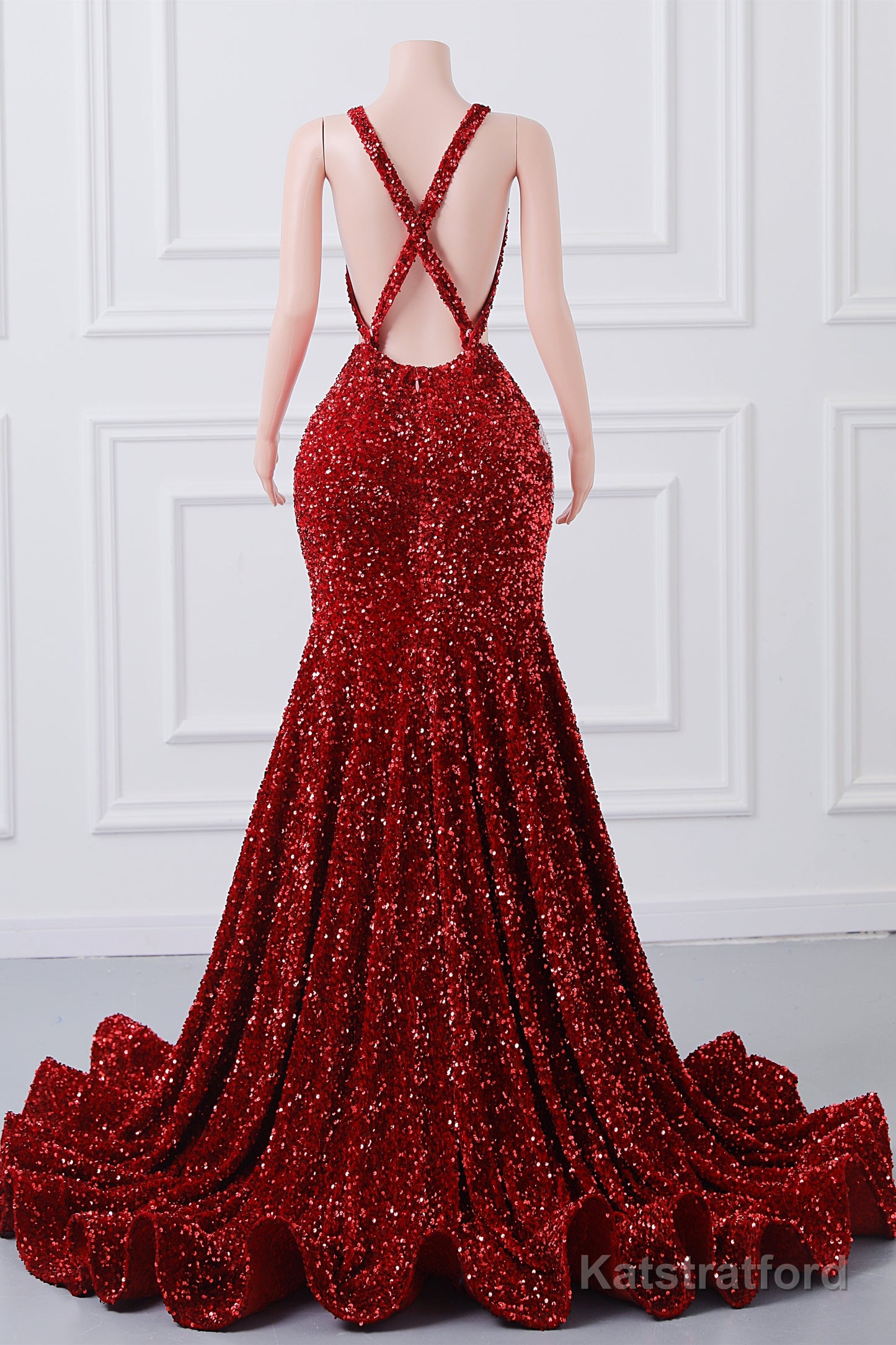 Red Sequin Mermaid Prom Dresses Luxury Silver Crystal Beaded Sheer Neck Long Formal Party Evening Gowns for Black Girls