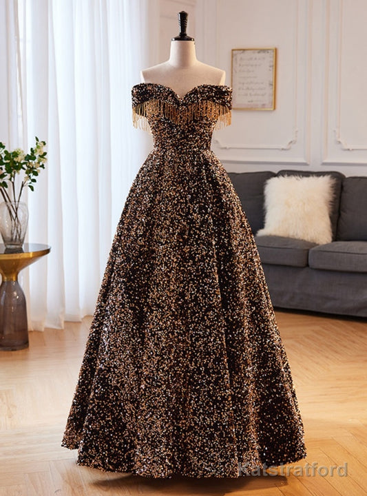 Sequins Off the Shoulder Beading Prom Dress
