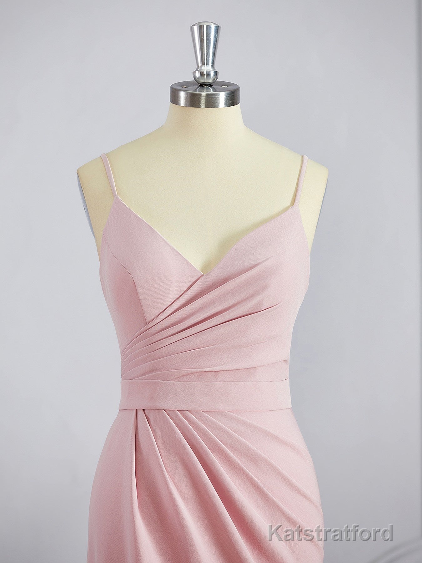 Sheath/Column V-neck Sweep Train Stretch Crepe Bridesmaid Dresses with Leg Slit