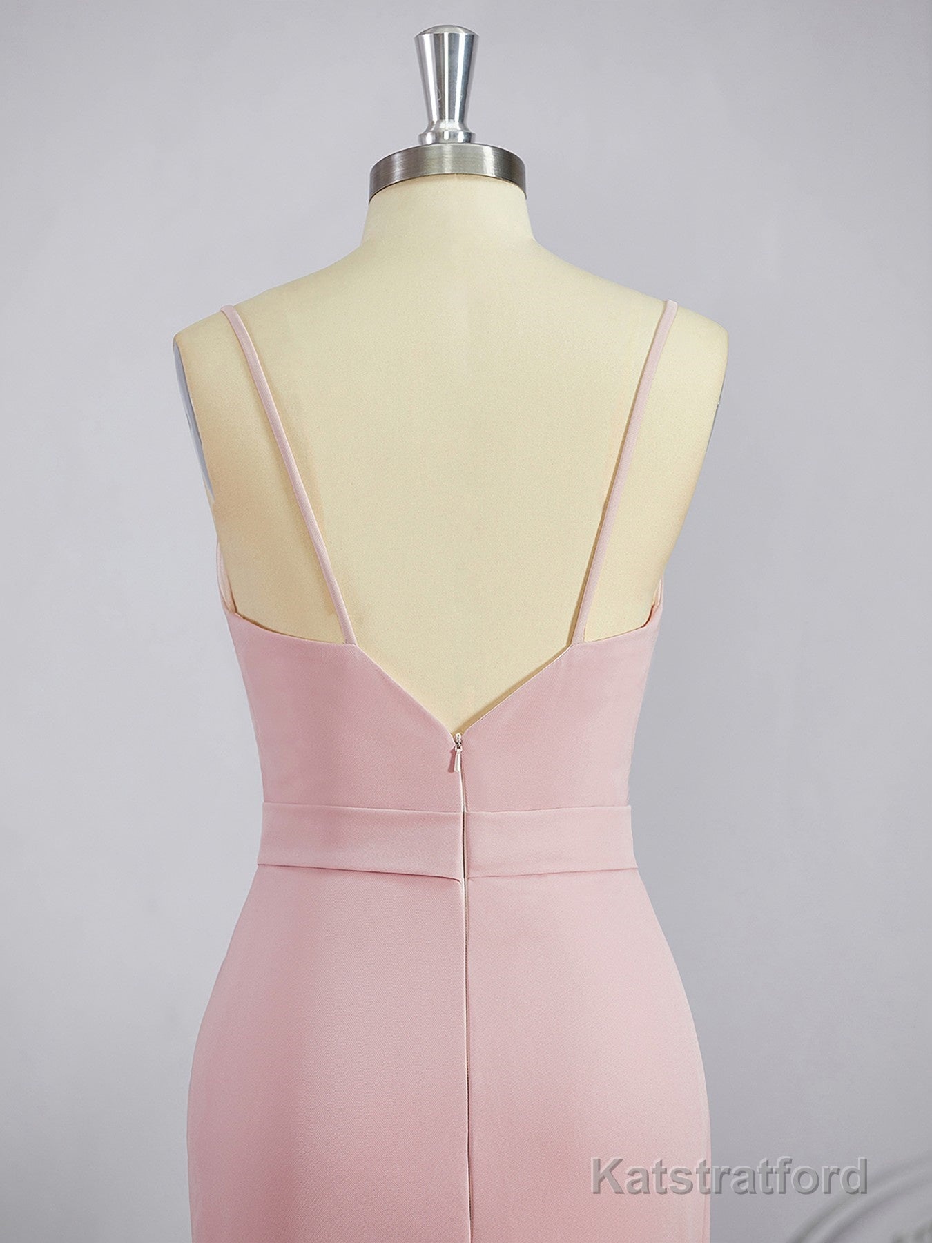 Sheath/Column V-neck Sweep Train Stretch Crepe Bridesmaid Dresses with Leg Slit