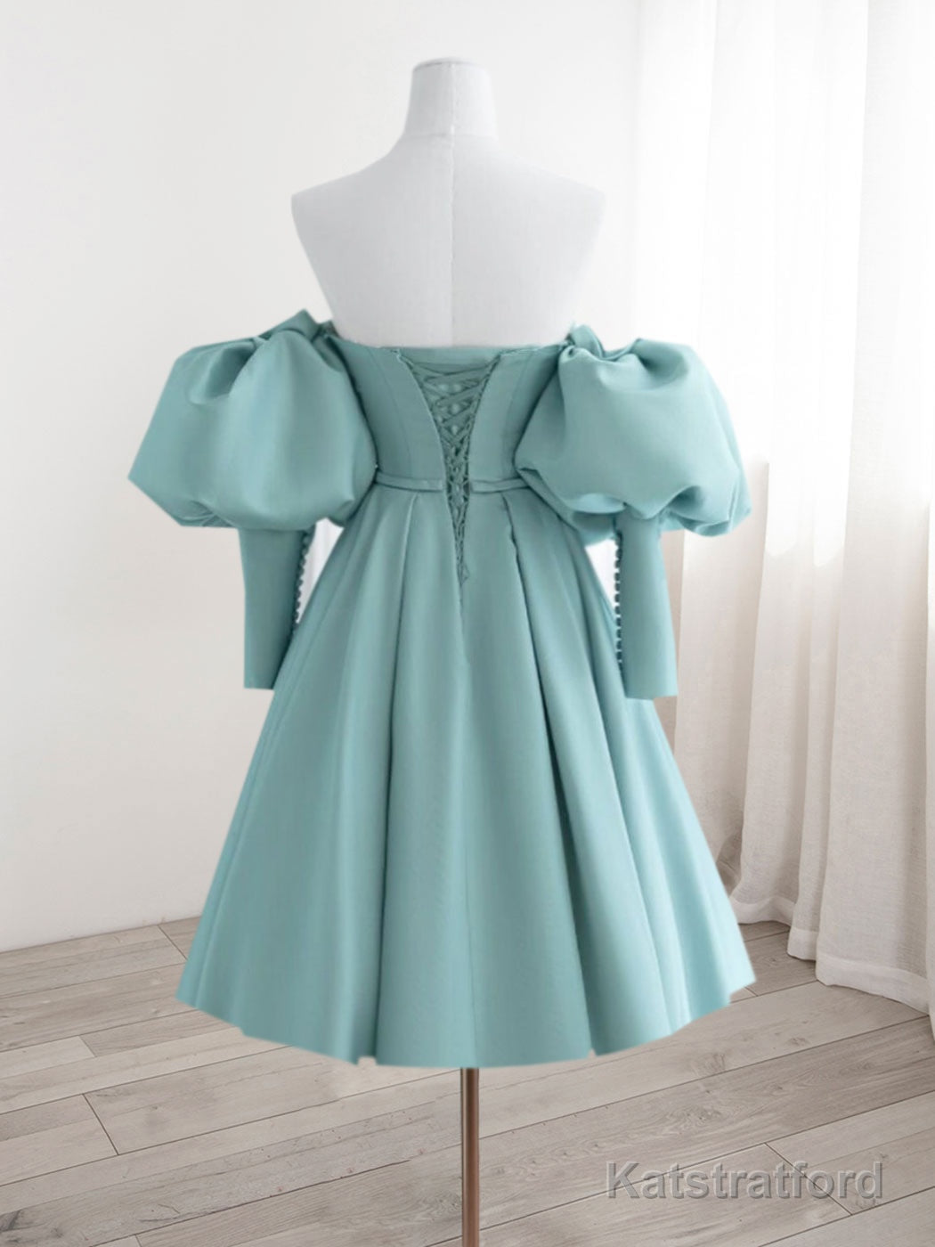 Simple Sweetheart Neck Satin Blue Short Prom Dress, Cute Homecoming Dress