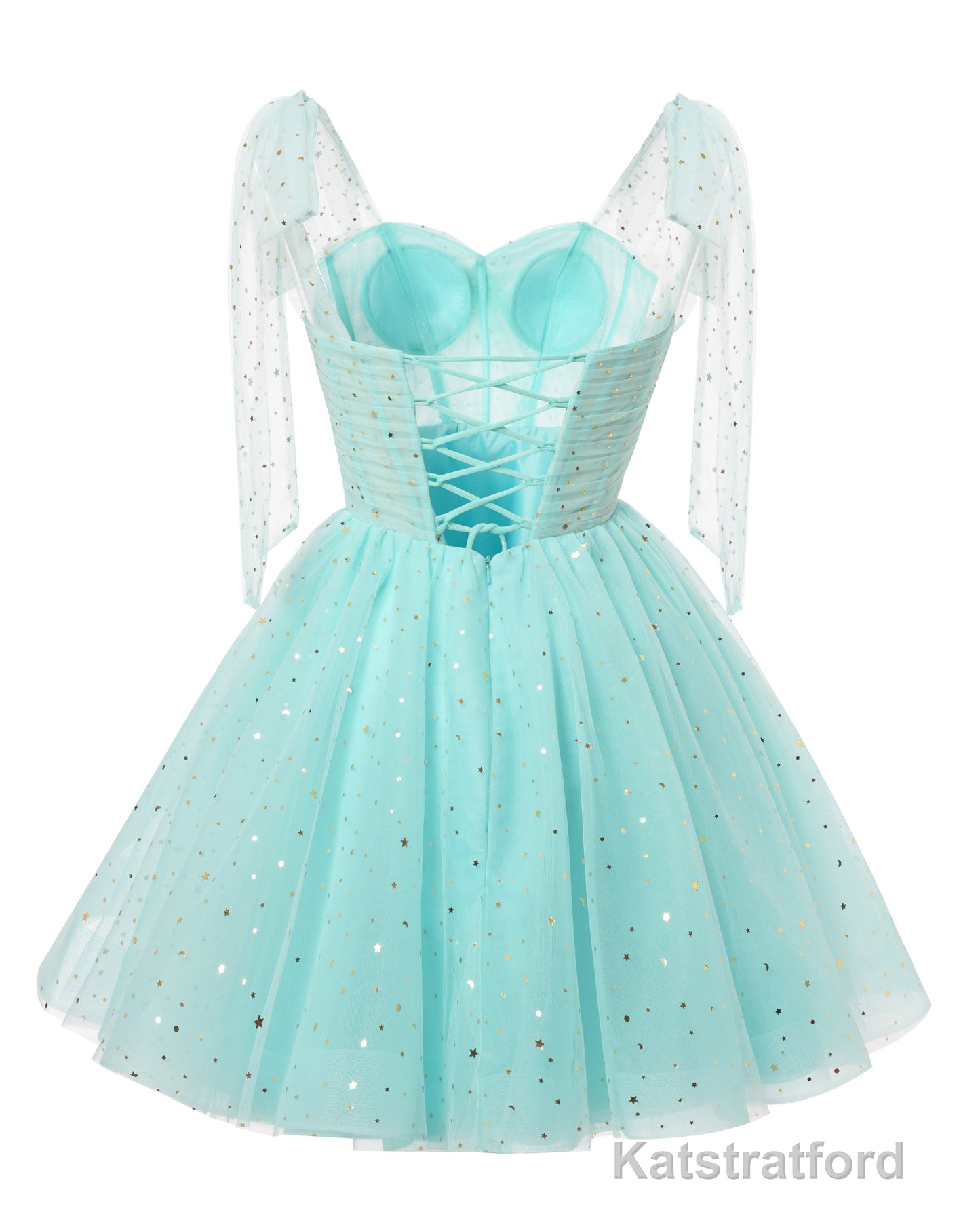 Sparkly Starry Mint Green Tulle Short Homecoming Dresses Spaghetti Bow Straps Prom Dress Sequin Cocktail Party Dress for Teens