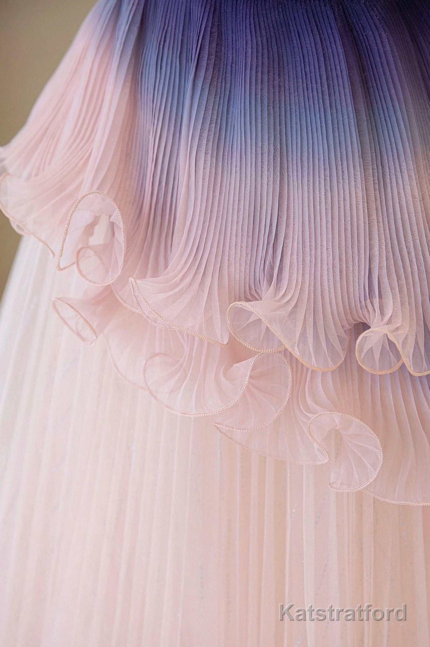 Unique Pink Gradient Long Prom Dress, A-Line Strapless Evening Party Dress